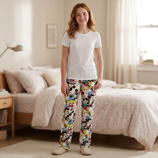 Kısa kollu beyaz pijama baskı Desenli Pijama Altı urun gorseli